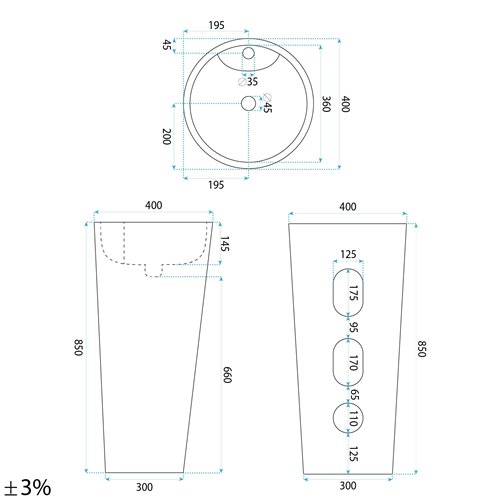 Umywalka wolnostojąca ceramiczna Blanka Savana Mat Rea
