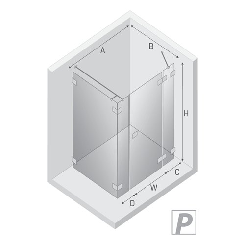 Kabina prostokątna 130x90 prawa EXK-0161 Eventa New Trendy