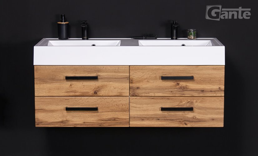 Szafka wisząca z umywalką 120 cm kolor dąb naturalny 50/4 seria Fokus Loft Gante