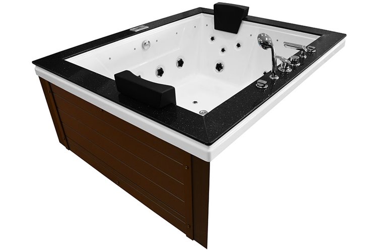 Brązowa prostokątna wanna z hydromasażem 180x150 cm MUS-1089B