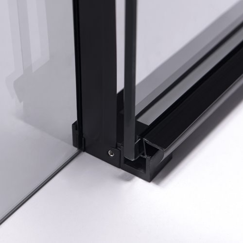 Czarna prostokątna kabina prysznicowa Super Slim Nova 90x80 drzwi rozsuwane