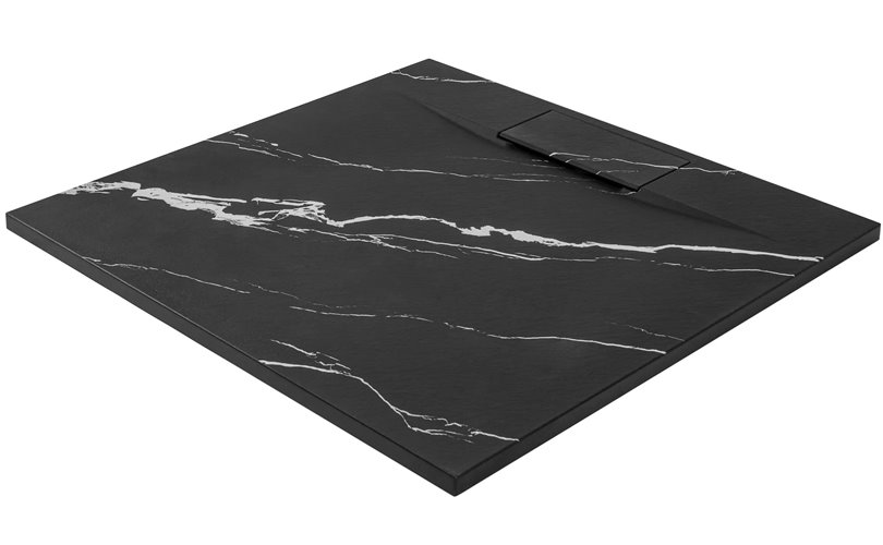 Brodzik kwadratowy czarny struktura kamienia smc 90x90 Bazalt Carrara Black Rea