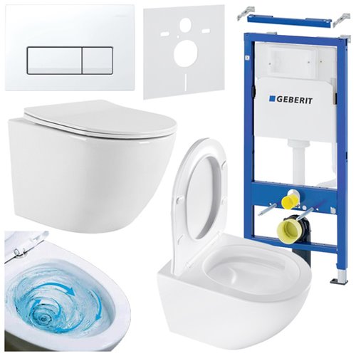 Zestaw podtynkowy stelaż GEBERIT DUOFIX + miska NERO-WH-03 + przycisk DELTA 50 biały