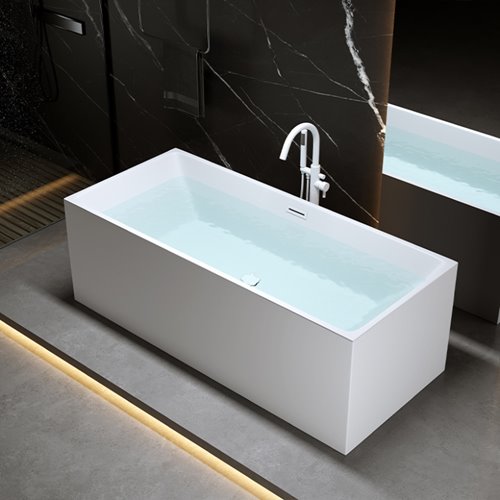 Wanna wolnostojąca prostokątna przelew i korek biały 150 cm Santa Hydrosan