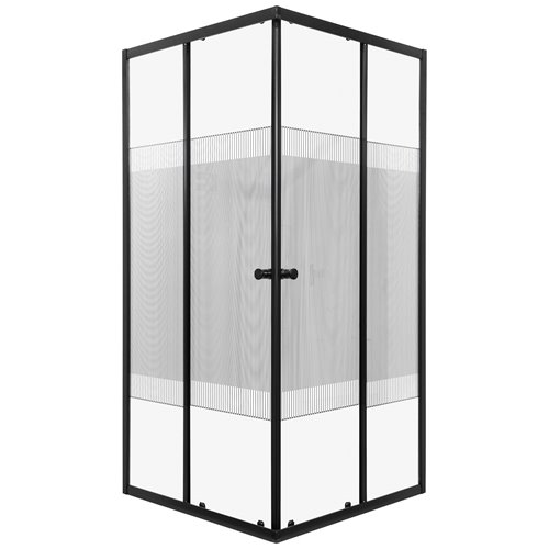Czarna kwadratowa kabina prysznicowa szkło z dekorem 80x80 Xenia SQ Solo Kerra