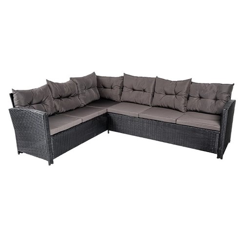 Zestaw mebli ogrodowych z technorattanu narożnik, stół, pufy Toledo