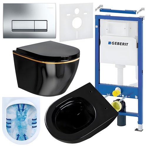 Zestaw podtynkowy stelaż GEBERIT DUOFIX + miska MIZU-BL-GL-RIM-02 + przycisk DELTA 50 chrom