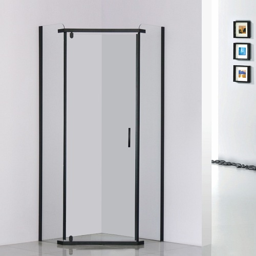 Czarna kabina prysznicowa, pięciokątna 90x90 Stylio BK502PTK+