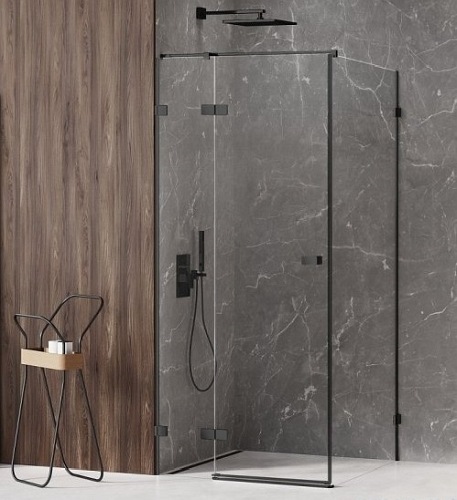 Czarna kabina prysznicowa lewa 90x80 EXK-1574 Avexa Black New Trendy