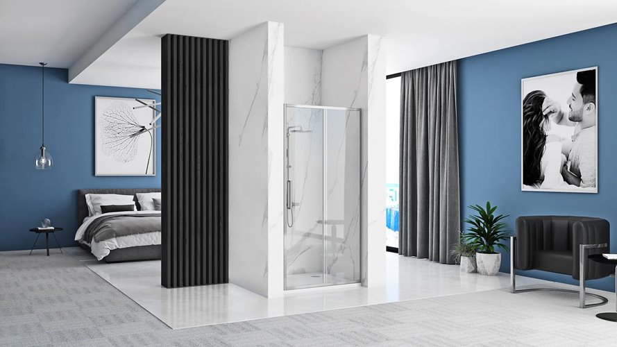 Drzwi prysznicowe rozsuwane 150 cm Rapid Slide Rea Chrom
