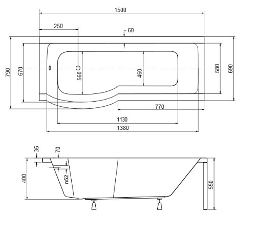 Wanno-Kabina z parawanem 150 cm Lewa Inspiro Besco