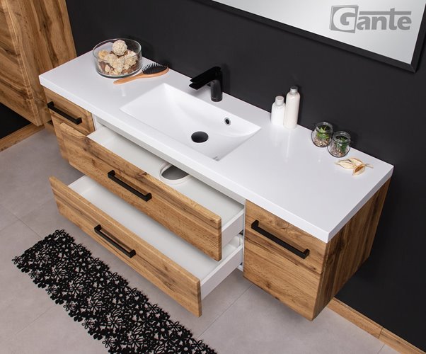 Szafka wisząca z umywalką 140 cm kolor dąb naturalny 39/2 seria Fokus Loft Gante