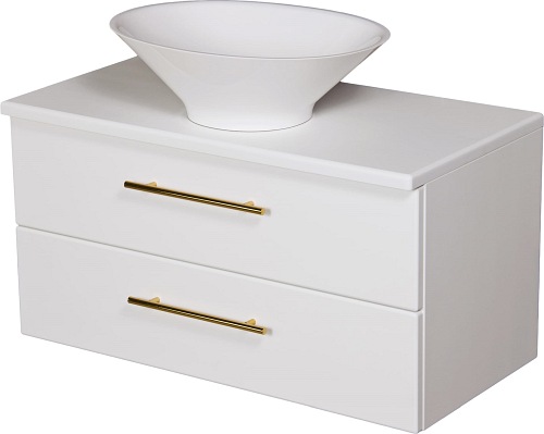 Szafka wisząca biały mat z umywalką nablatową 80 cm Belli Gold Gante