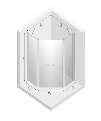 Kabina prysznicowa pięciokątna 80x80 K-0609 New Soleo