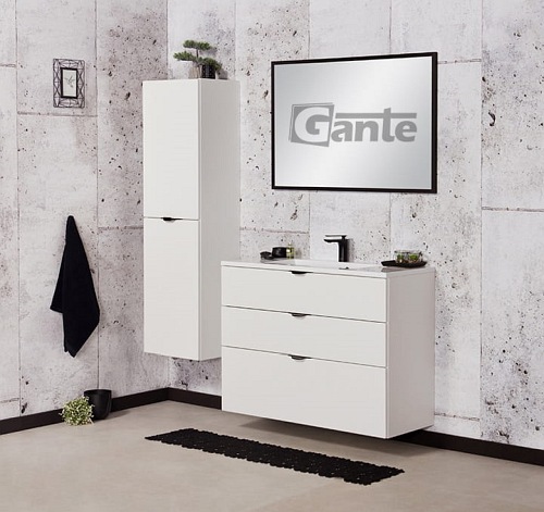 Biała matowa szafka łazienkowa wisząca z umywalką 100 cm Victa Gante