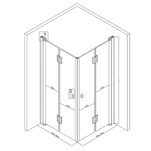 Czarna kabina prysznicowa drzwi składane kwadratowa 80x80 BS05A