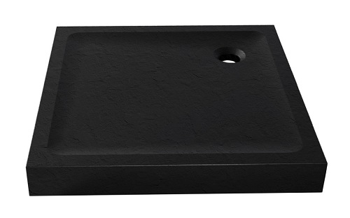 Czarny brodzik prysznicowy kwadratowy 90x90 cm struktura kamienia Mild Stone New Trendy B-0563