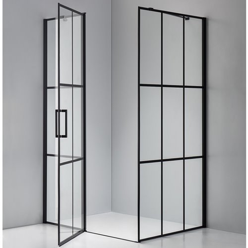 Czarna prostokątna kabina prysznicowa 100x80 drzwi uchylne BS02A