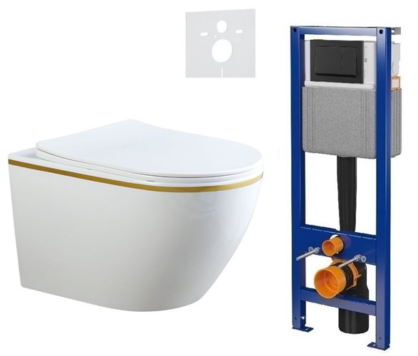Zestaw podtynkowy stelaż CERSANIT MITO 40 MECH + MIZU-WH-GL-TR-03 + przycisk ENTER II czarny mat