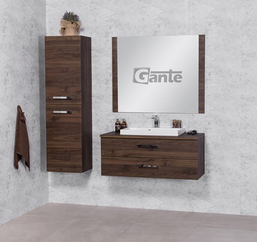 Szafka łazienkowa wisząca z umywalką nablatową 100 cm 39/2 Fokus kolor orzech