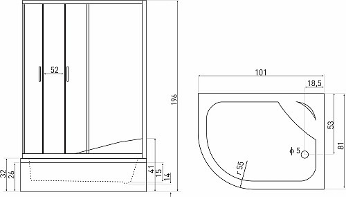 Kabina prysznicowa z wysokim brodzikiem 80x100 Katia GR P