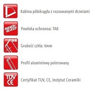 Kabina prysznicowa półokrągła 80x80 FF0408 Bari Atrium