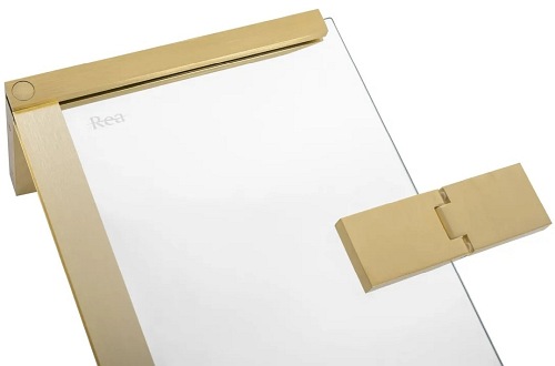 Złota szczotkowana kabina prysznicowa 100x80 uchylna podwójnie Hugo Double Rea Gold