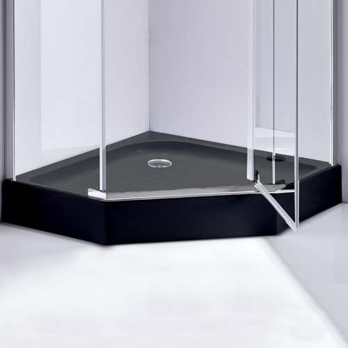 Czarny brodzik prysznicowy pięciokątny 90x90 SXL07B wysokość 15 cm