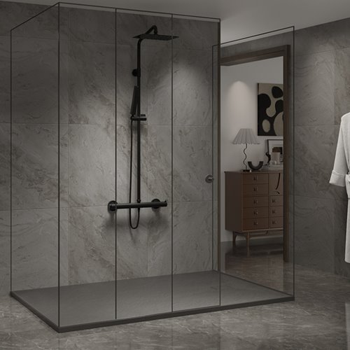 Szary brodzik prysznicowy prostokątny o strukturze kamienia 120x70 cm Riko Hydrosan