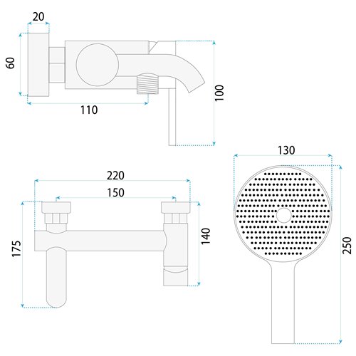 Inox bateria wannowa Foster Rea