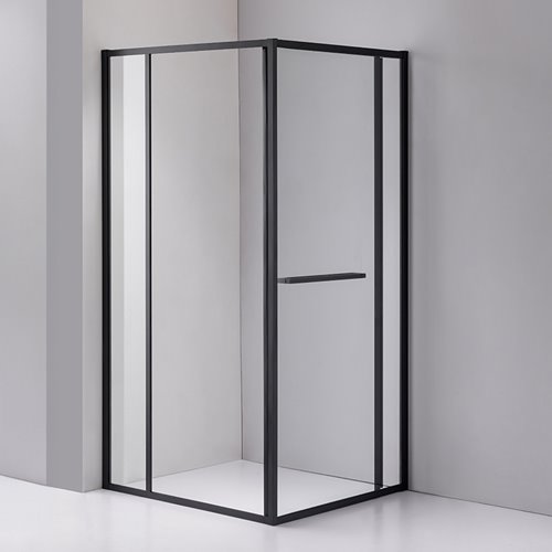 Czarna prostokątna kabina prysznicowa Kira 100x80 drzwi rozsuwane do wewnątrz