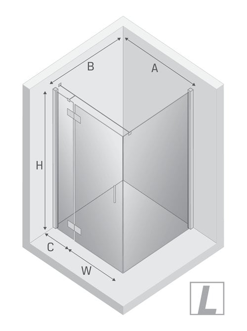 Kabina prysznicowa uchylna lewa kolor miedziany 90x100 cm K-4599 New Trendy Nesta Copper Brushed