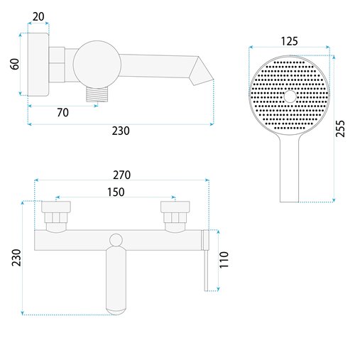 Inox bateria wannowa Foss Rea