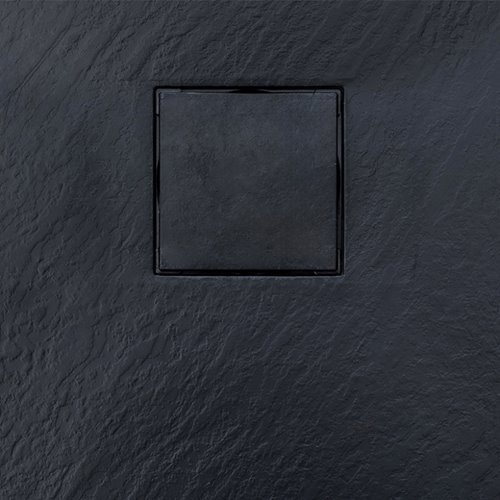 Czarny brodzik prysznicowy kwadratowy o strukturze kamienia 90x90 cm Riko Hydrosan