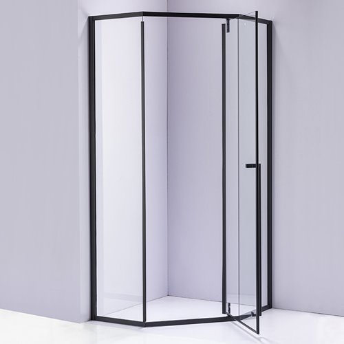 Czarna kabina prysznicowa pięciokątna 100x100 drzwi uchylne BS07C