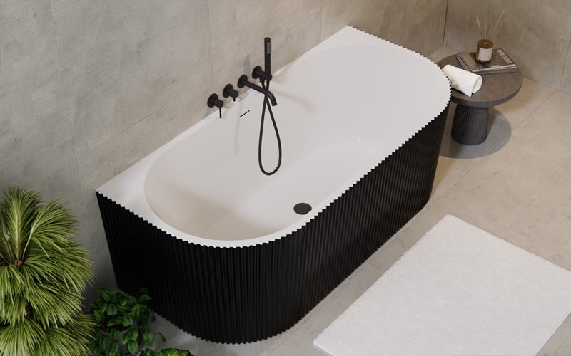 Leya B&W Besco czarno-biała wanna wolnostojąca 150 cm syfon biały WASB-150-LBI