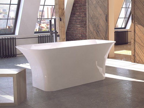 Matowa wanna wolnostojąca z konglomeratu + klik-klak chrom 160 cm Assos Matt Besco WMMB-160A