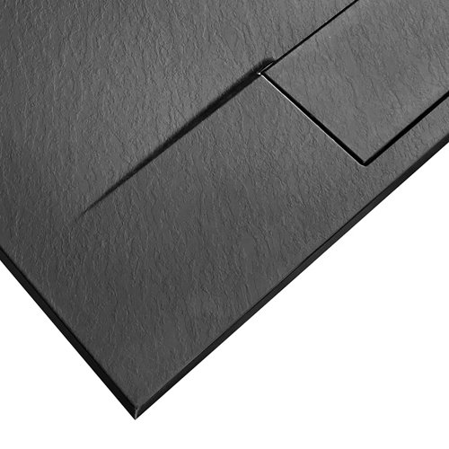 Brodzik prostokątny czarny struktura kamienia smc 120x80 Bazalt Long Black Rea