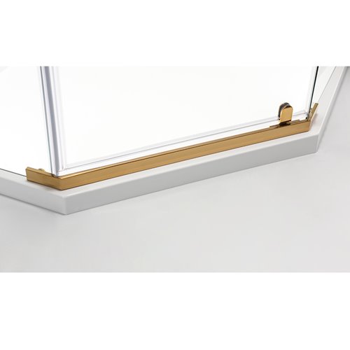 Złota kabina prysznicowa pięciokątna 90x90 drzwi uchylne  KZ91B