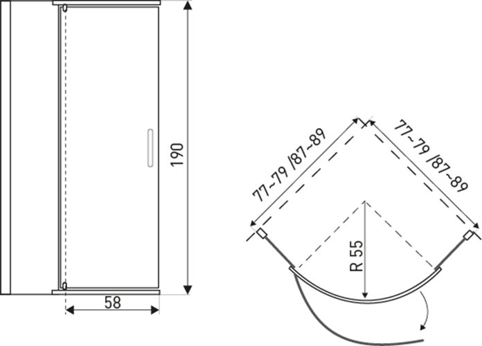 Czarna kabina prysznicowa jednoskrzydłowa Splash 90 Black