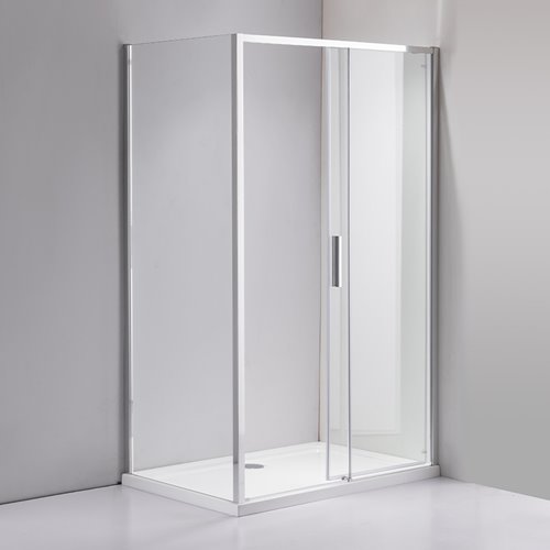 Chromowana prostokątna kabina prysznicowa Super Slim Nova 100x80 drzwi rozsuwane