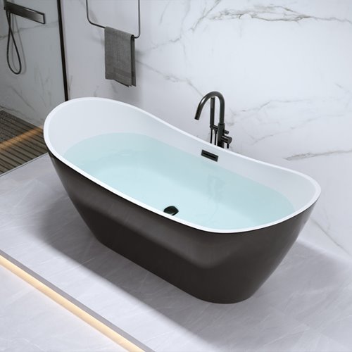 Wanna wolnostojąca czarno biała czarny przelew oraz korek 160 cm Rica Hydrosan