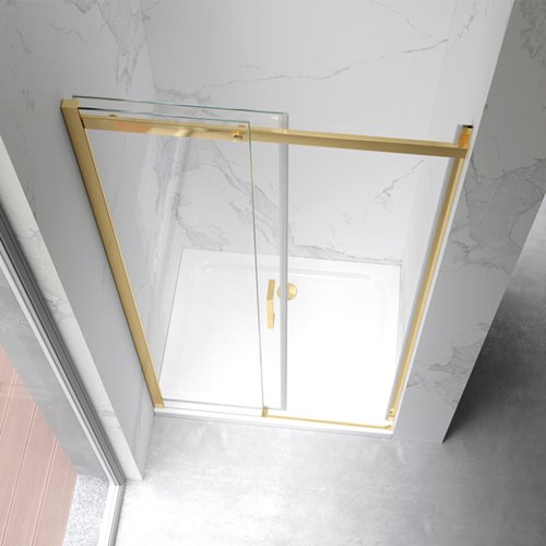 Złote drzwi prysznicowe do wnęki 105-110 cm rozsuwane szkło 8 mm KZ09B