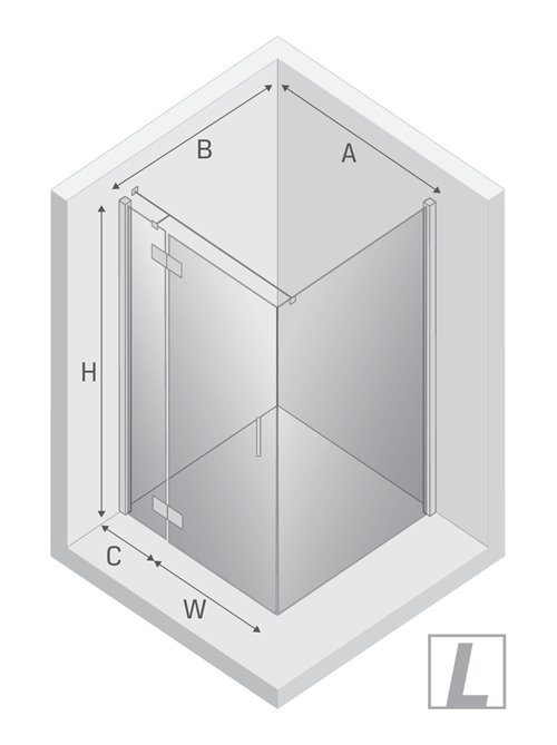 Kabina prysznicowa uchylna lewa kolor stal szczotkowana 80x80 cm K-4697 New Trendy Nesta Gunmetal Brushed