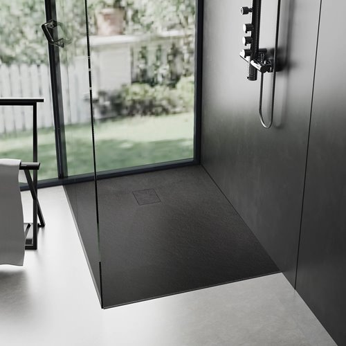 Brodzik prostokątny czarny struktura kamienia smc 120x80 Magnum Black Rea