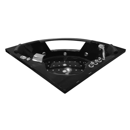 Czarna wanna z hydromasażem narożna 152x152 cm MO-1004HC