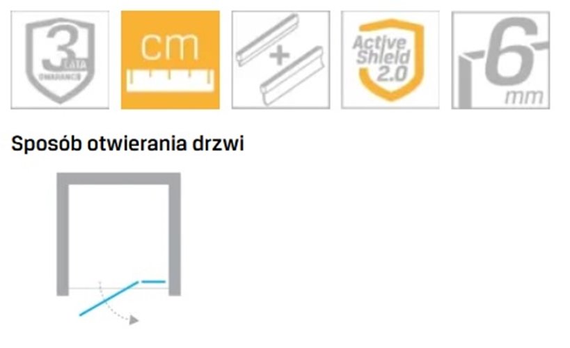 Drzwi prysznicowe uchylne prawe kolor złoty szczotkowany 90 cm D-0869A New Trendy Nesta Gold Brushed