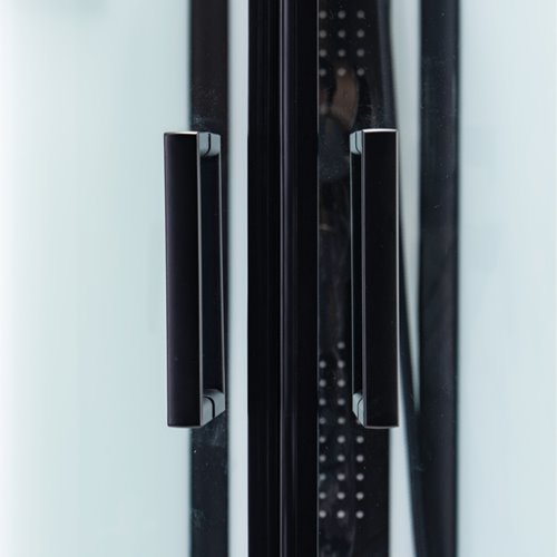 Kabina prysznicowa półokrągła zabudowana na wysokim brodziku 90x90 Nina