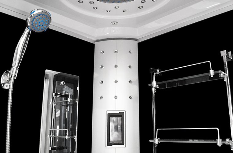 Kabina prysznicowa składane siedzisko półokrągła zabudowana czarna 100x100 MO-09909C