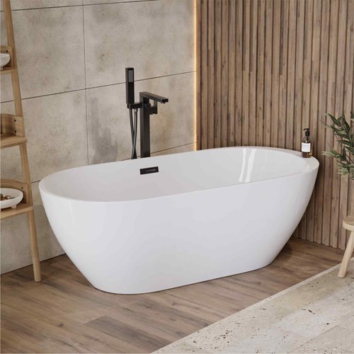 Wanna akrylowa, wolnostojąca Reno Corsan 160 cm korek klik-klak chrom